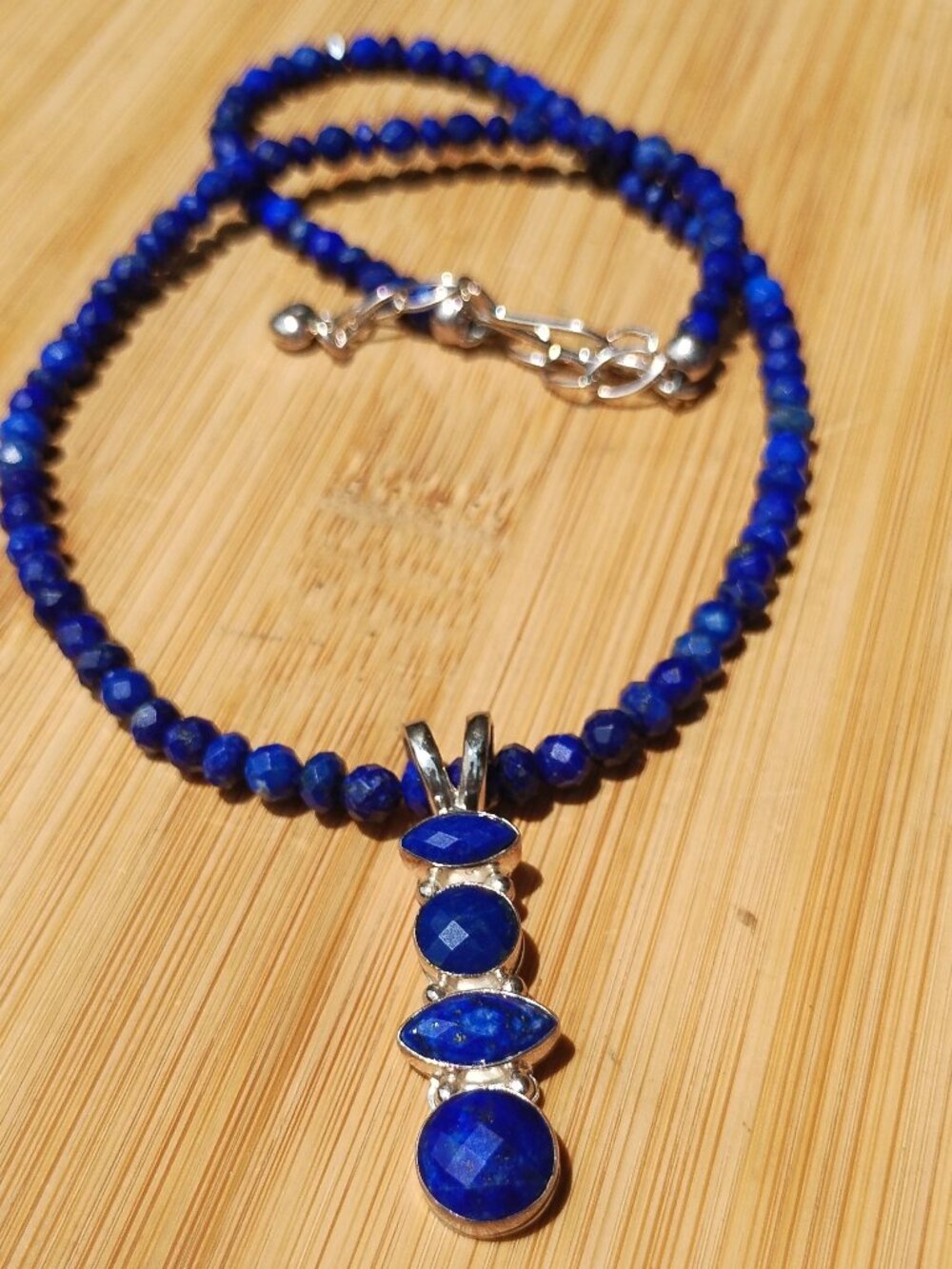 Jay King DTR 925 Sterling Silver Multi Stone Lapis Pendant with Necklace